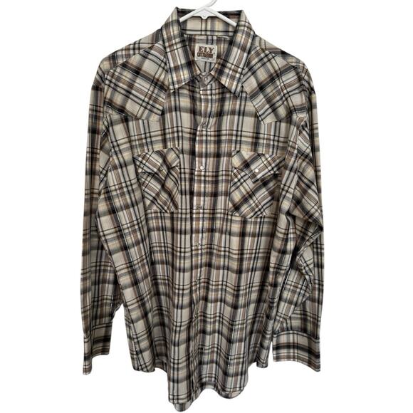 Ely Cattleman Mens XL Plaid Pearl Button Front Casual Cowboy Western Shirt VTG ? - Picture 1 of 7